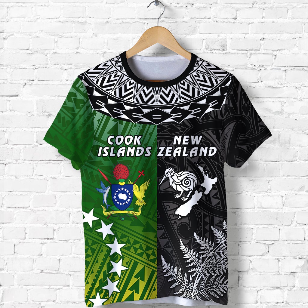 Cook Islands Pattern and New Zealand Kiwi T Shirt LT13 - Wonder Print Shop