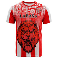 Custom Football Labasa Fa T Shirt Red Lion Fiji Custom Text and Number LT13 - Wonder Print Shop