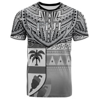 Black graphic T-shirt with 'FIJI' tribal design front print, short sleeves