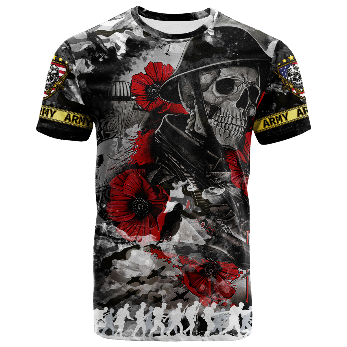 Skull Camo U.S Army Undying Love For The Motherland T Shirt LT2 - Wonder Print Shop