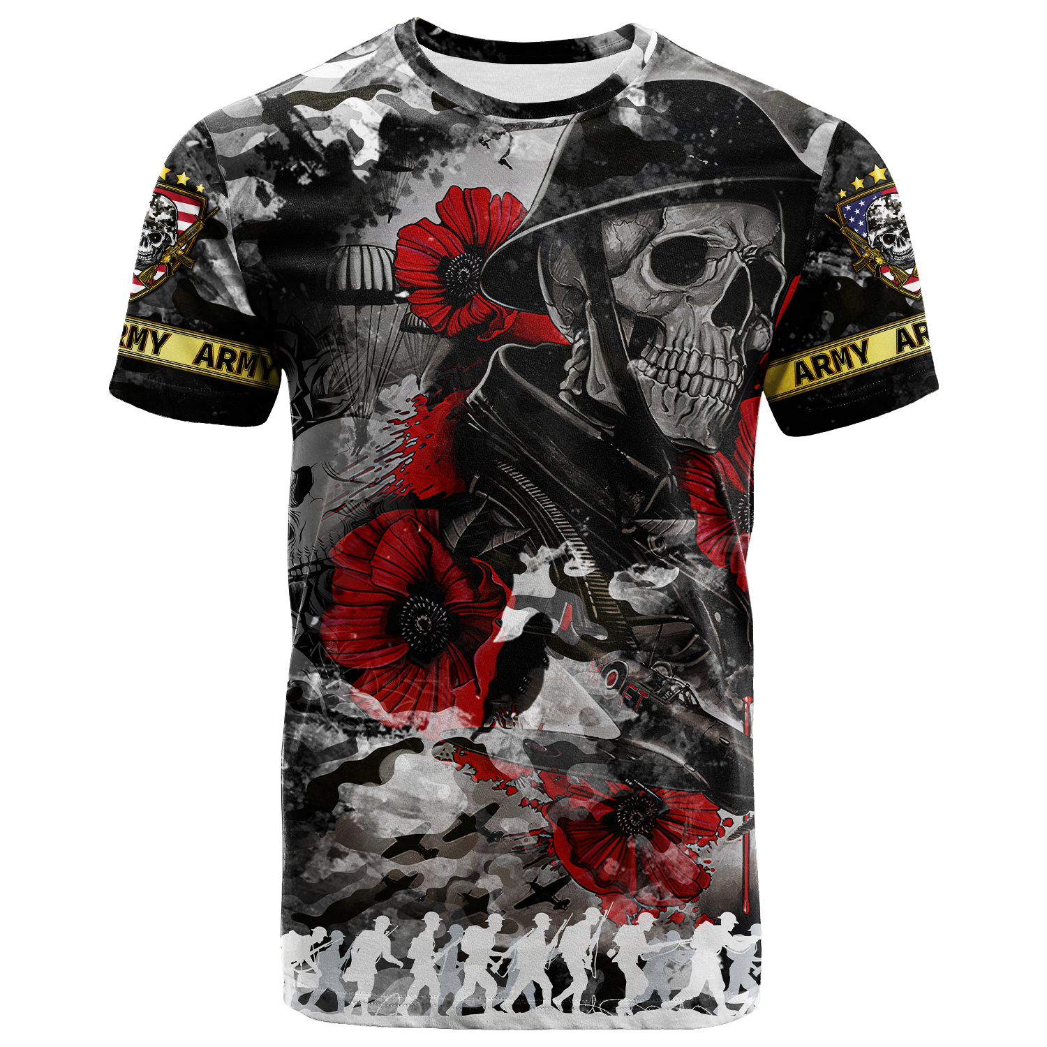 Skull Camo U.S Army Undying Love For The Motherland T Shirt LT2 - Wonder Print Shop