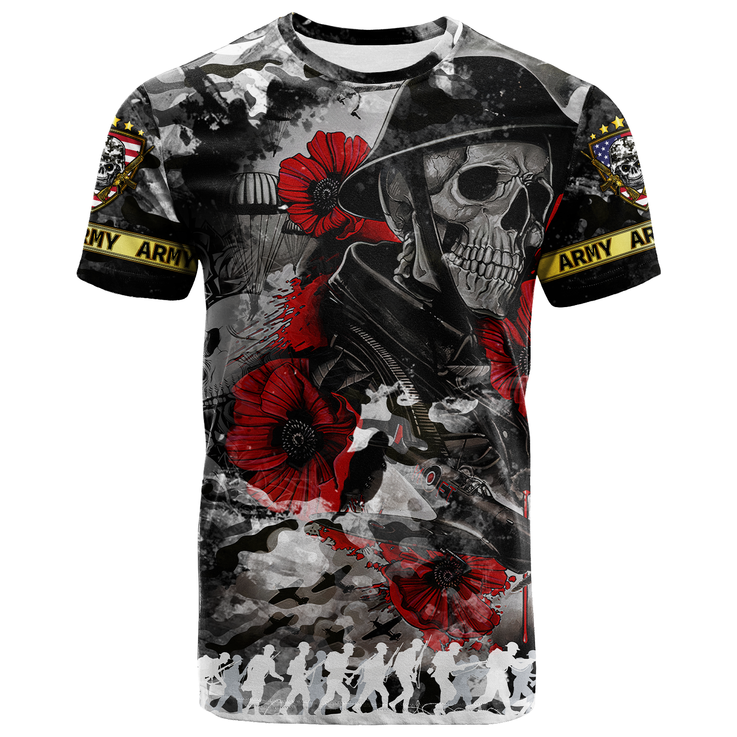 Skull Camo U.S Army Undying Love For The Motherland T Shirt LT2