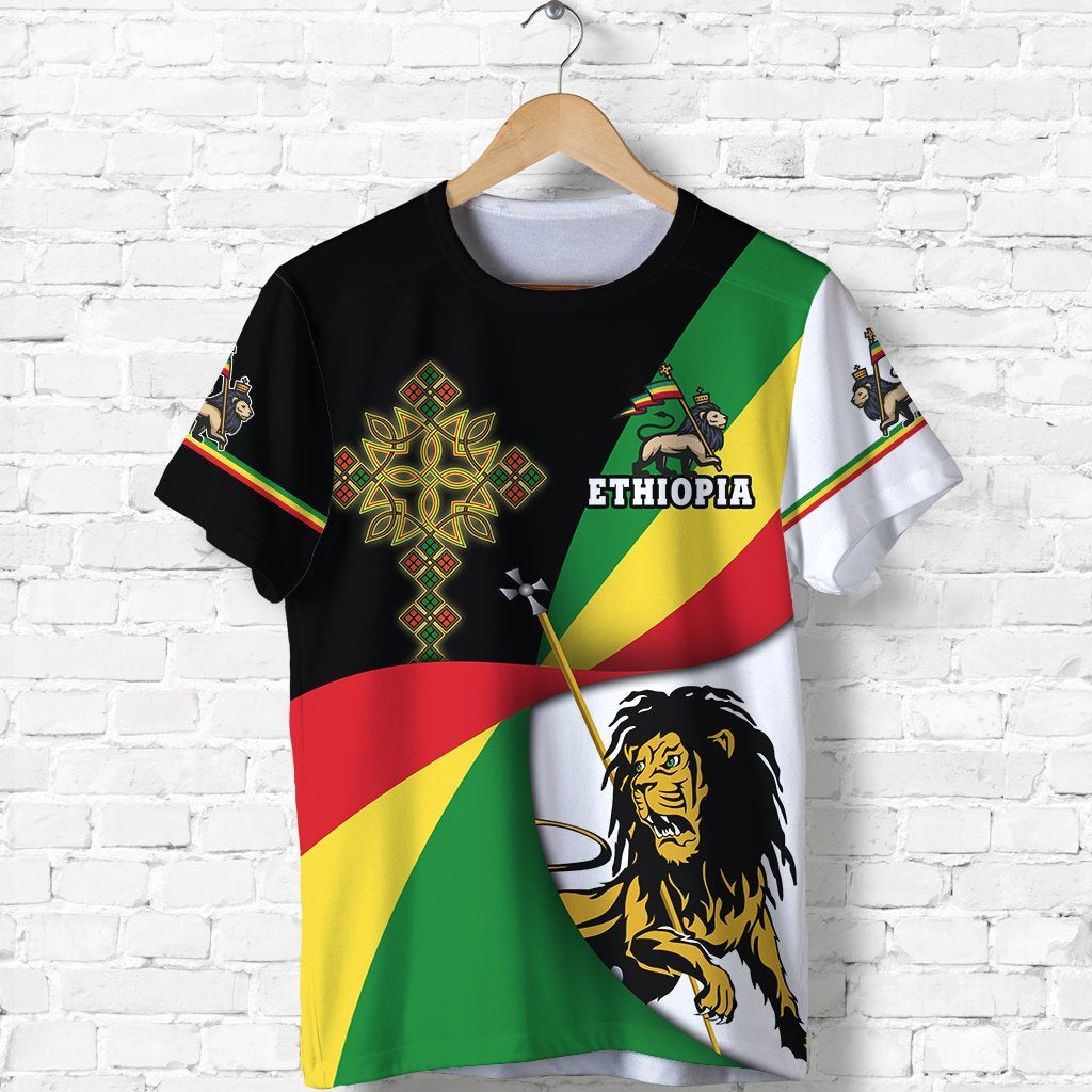 Custom Ethiopia T Shirt Stylized flags Ver.2 LT16 - Wonder Print Shop