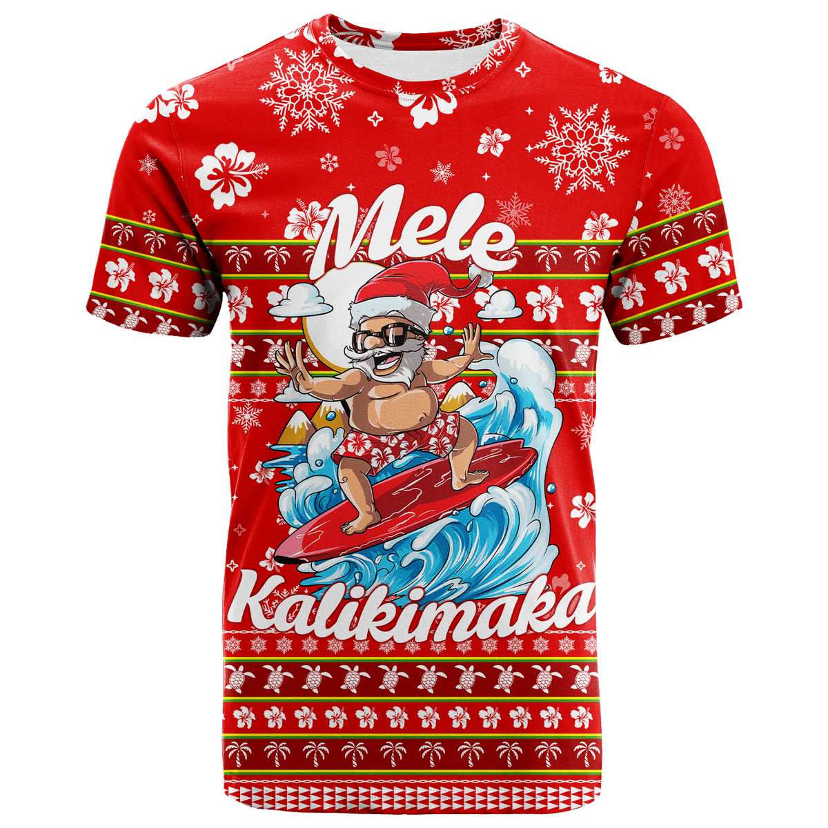 Hawaii Christmas Santas Surf Mele Kalikimaka T Shirt LT2 - Wonder Print Shop
