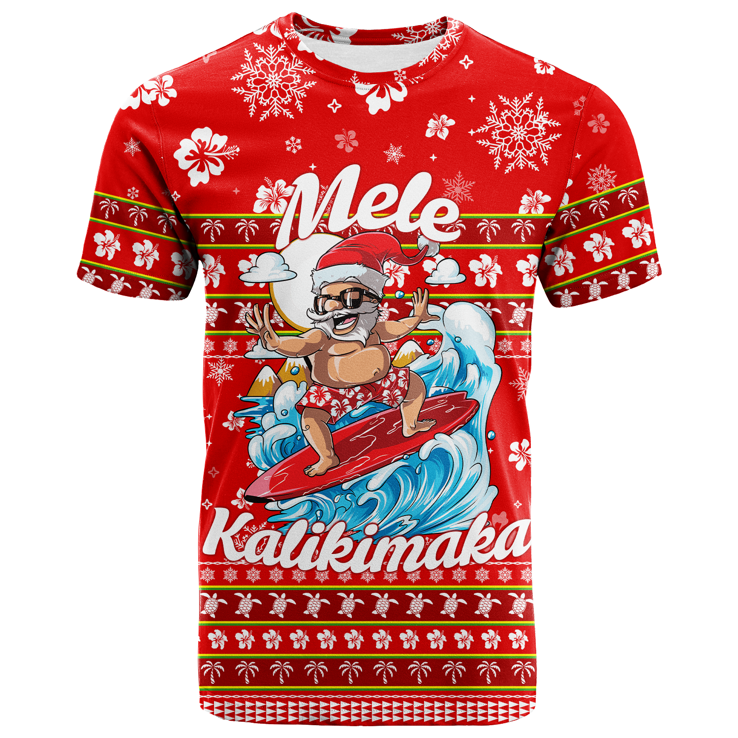 Hawaii Christmas Santas Surf Mele Kalikimaka T Shirt LT2 - Wonder Print Shop