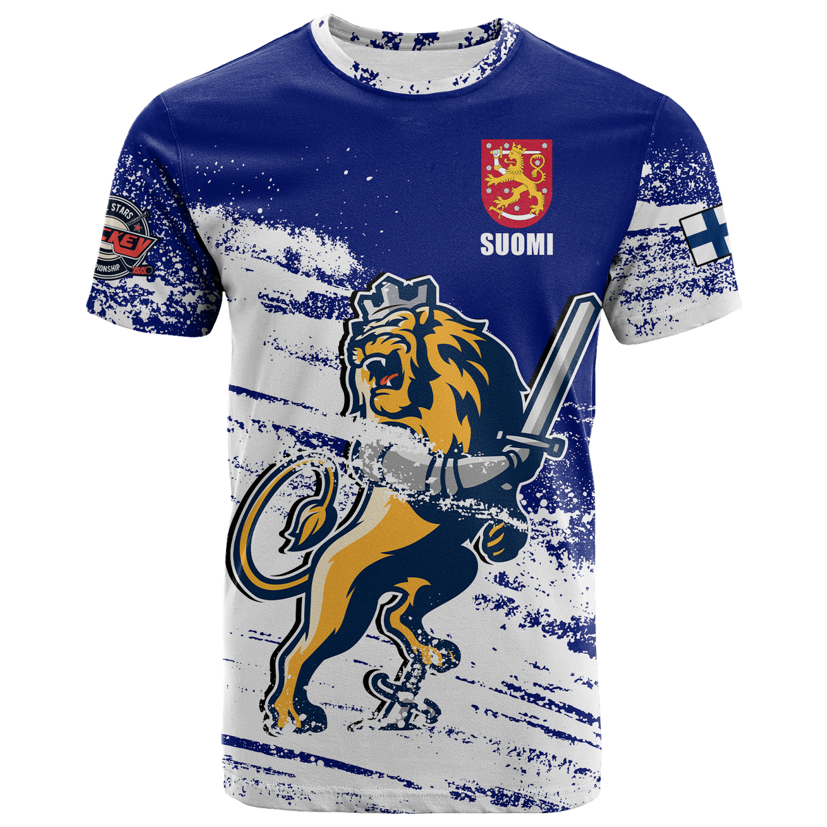 Custom Finland Suomi Leijonat Hockey T Shirt LT2 - Wonder Print Shop