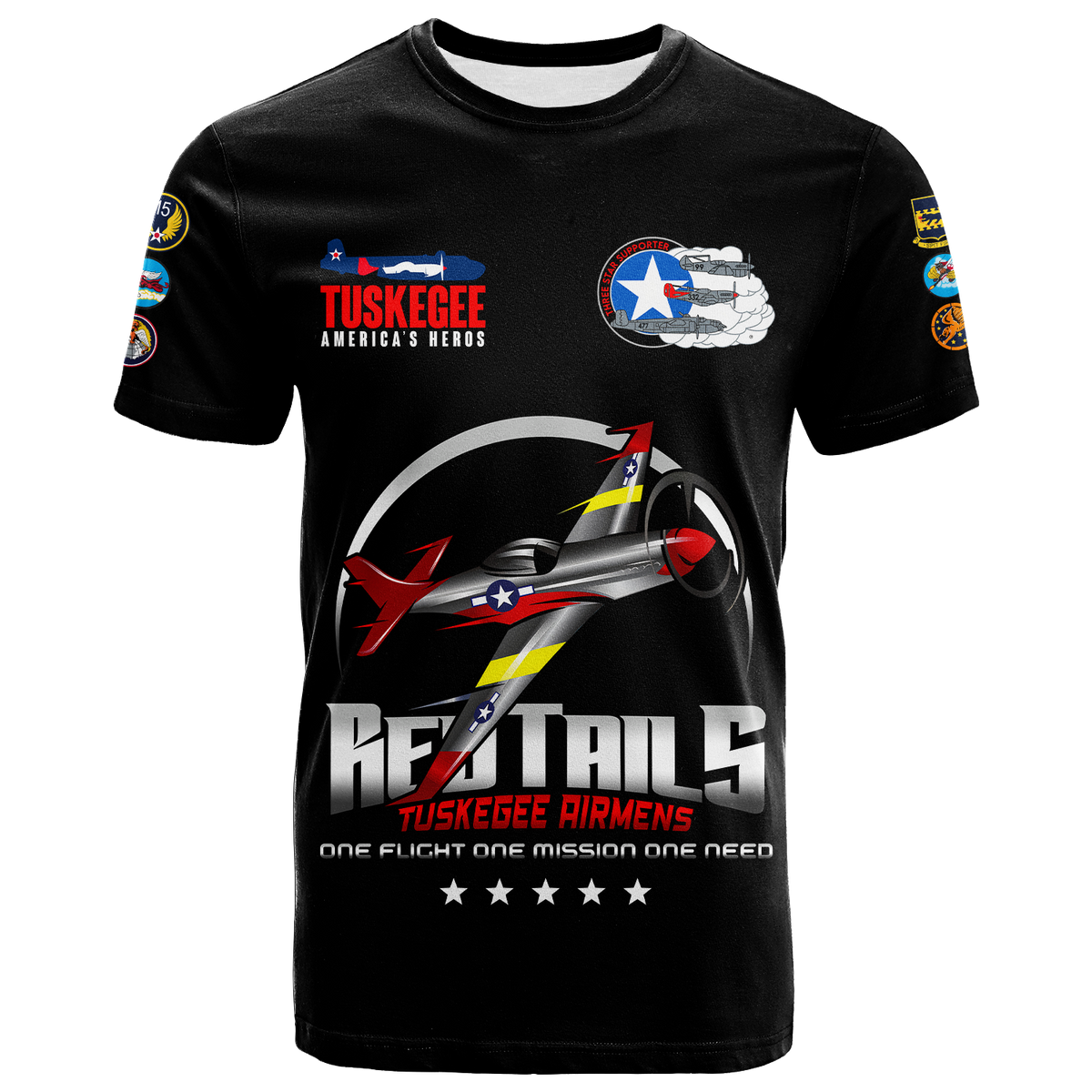 Custom Tuskegee Airmens Red Tails African American Heros T Shirt LT2 - Wonder Print Shop