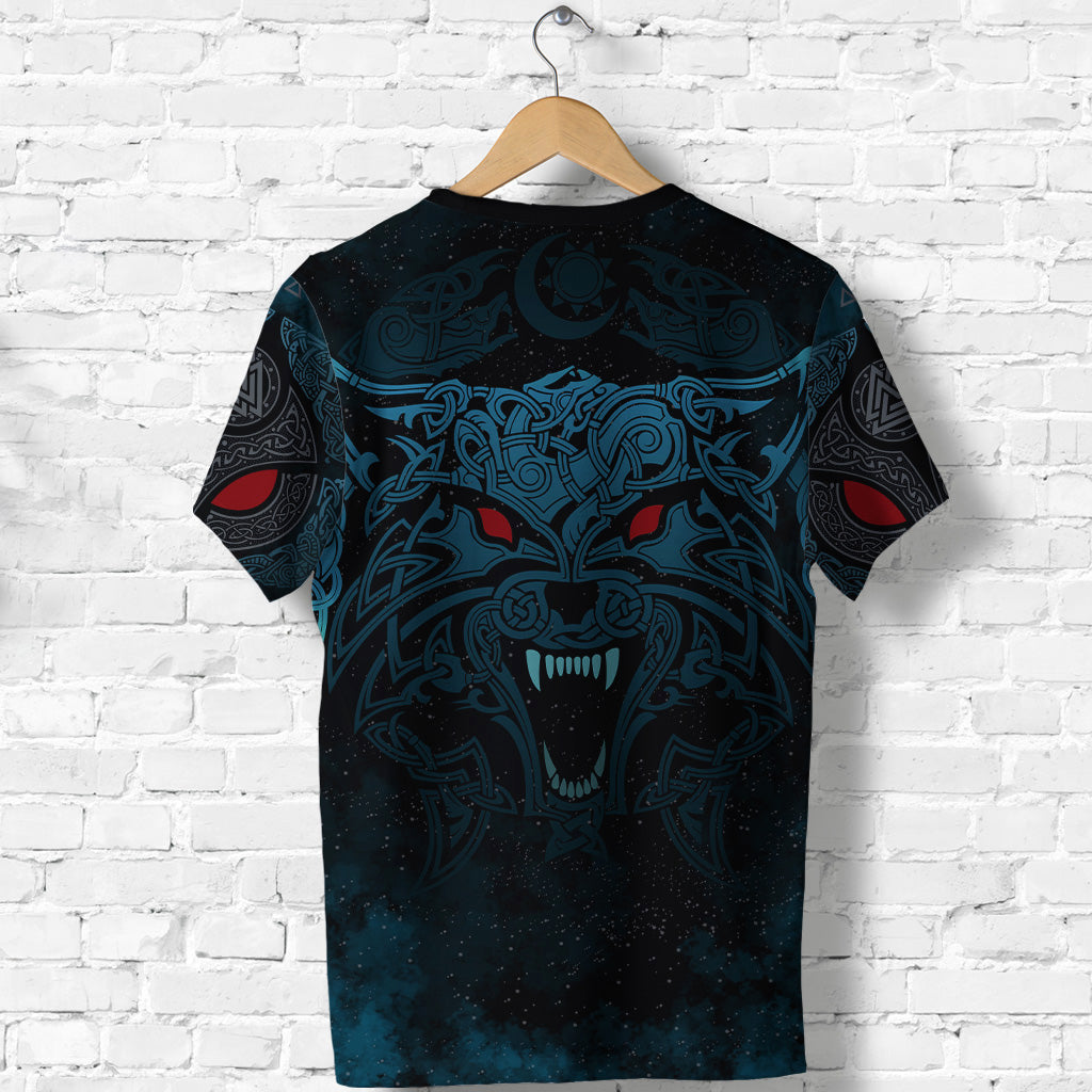 Viking T Shirt Moon Wolf Tattoo RLT12 - Wonder Print Shop