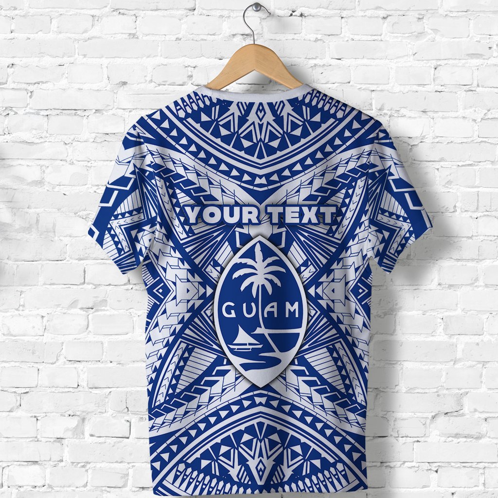 Custom Guam Rugby T Shirt Polynesian Patterns Blue LT16 - Wonder Print Shop