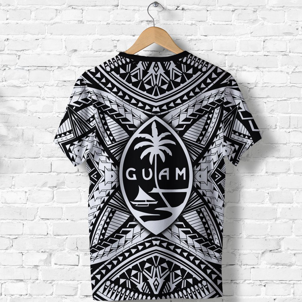 Custom Guam Rugby T Shirt Polynesian Patterns White Ver.2 LT16 - Wonder Print Shop