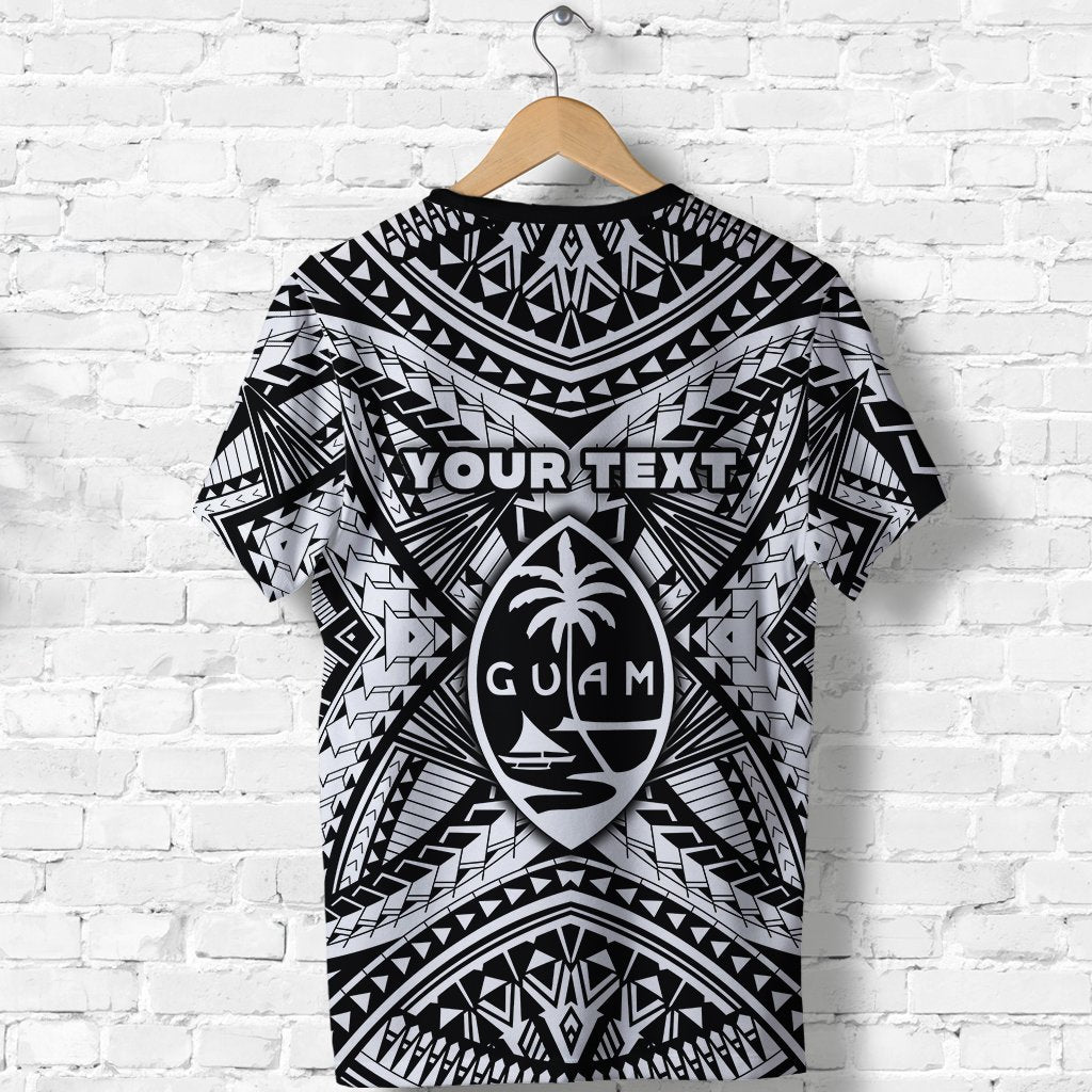 Custom Guam Rugby T Shirt Polynesian Patterns White LT16 - Wonder Print Shop