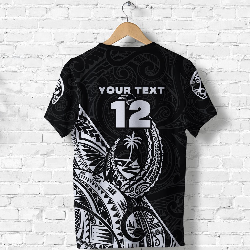 Custom Guam Rugby T Shirt Polynesian Patterns Style Black LT16 - Wonder Print Shop