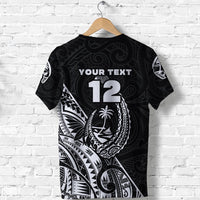 Custom Guam Rugby T Shirt Polynesian Patterns Style Black LT16 - Wonder Print Shop