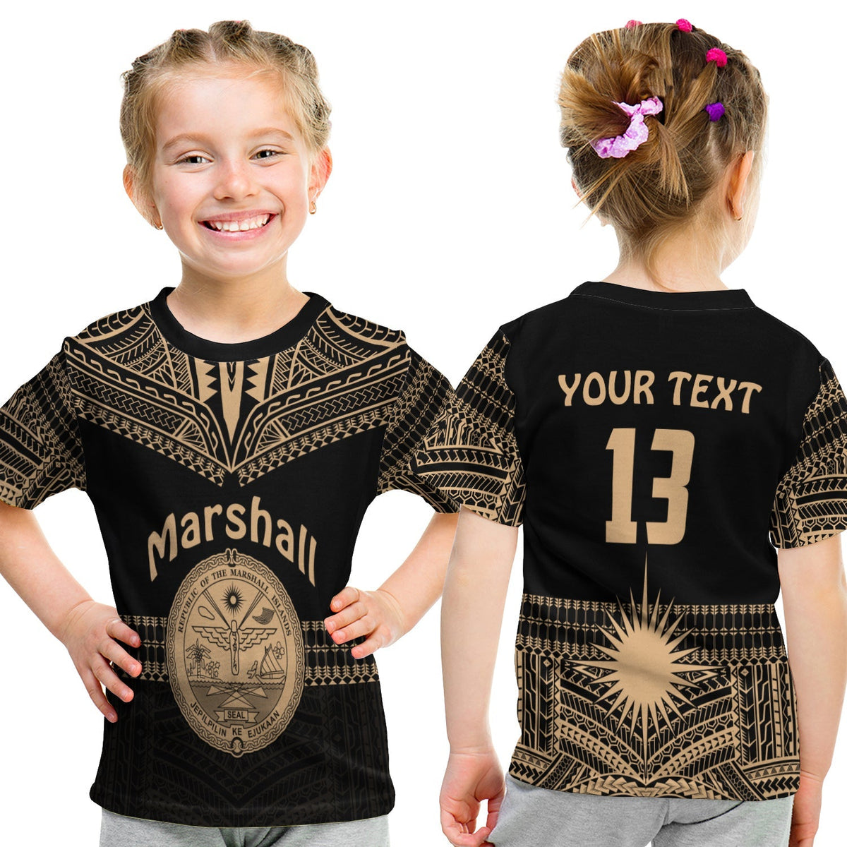 Custom Marshall Islands T Shirt KID Best Tattoo Version Golden LT13 - Wonder Print Shop