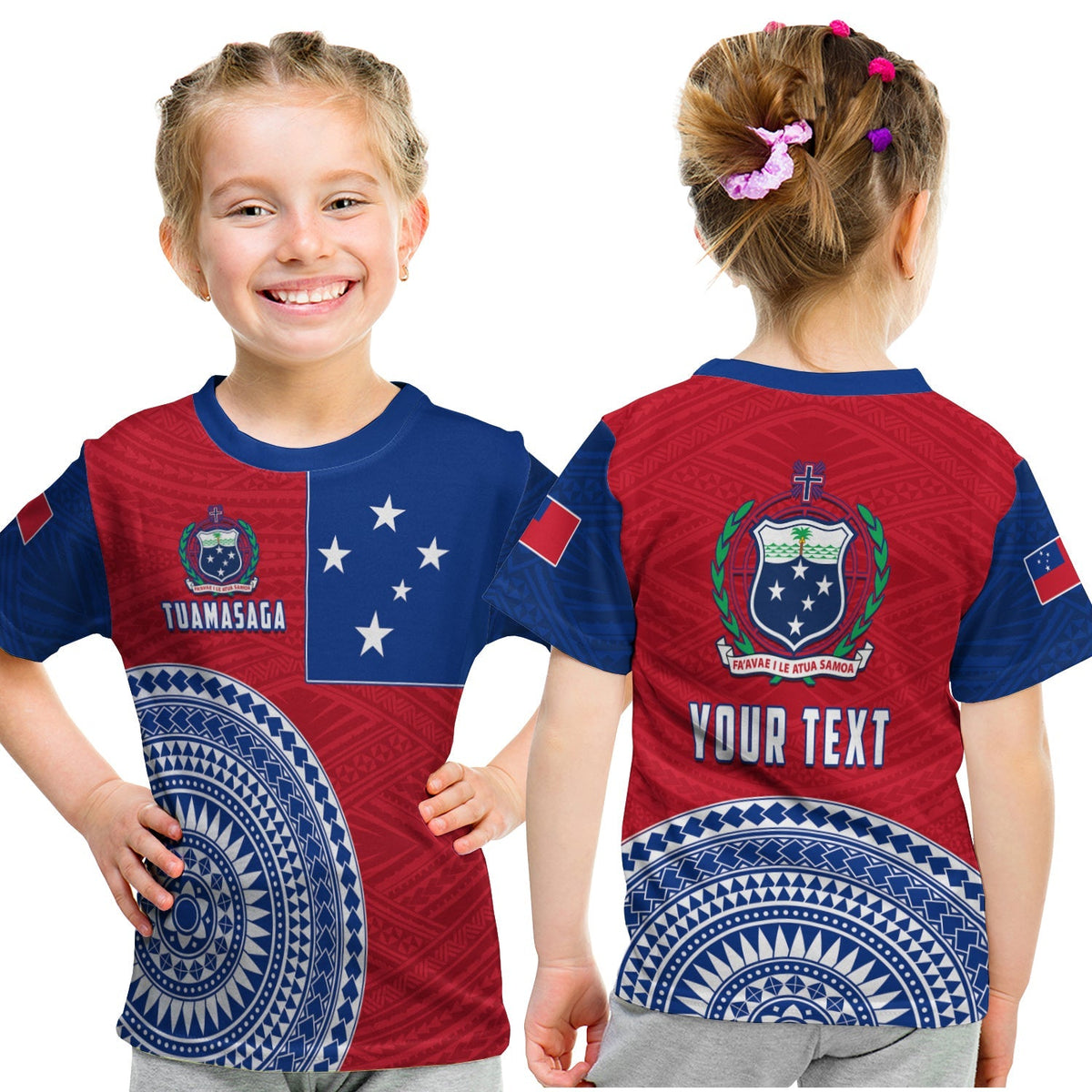 Custom Tuamasaga Samoa T Shirt KID Polynesian Pattern LT13 - Wonder Print Shop