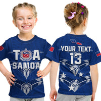 (Custom Personalise Text and Number) Toa Samoa Rugby T Shirt KID Siamupini Proud Blue LT13 - Wonder Print Shop