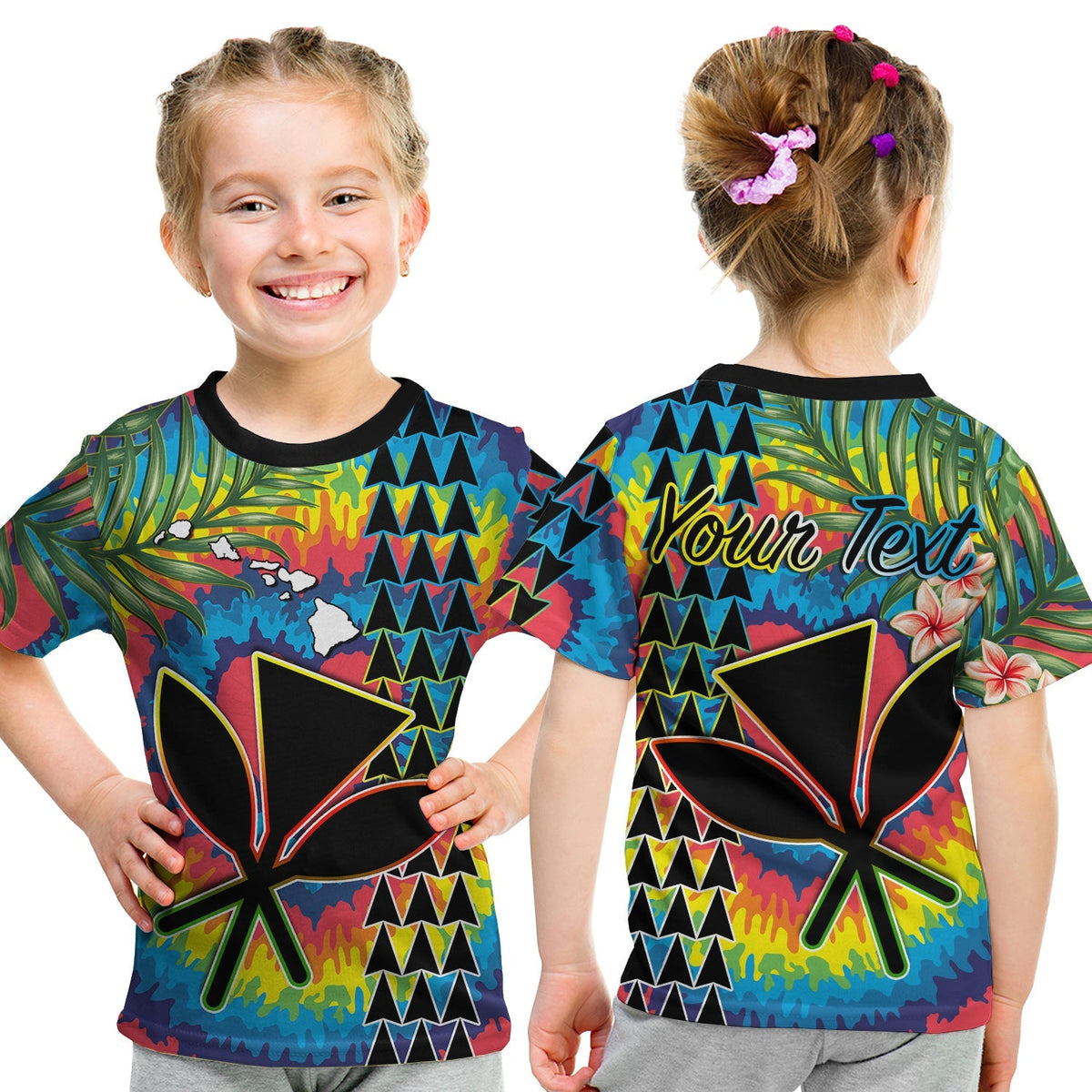 Custom Hawaii T Shirt Tie Dye with Flowers and Polynesian Tribal LT13 - Wonder Print Shop