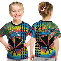 Custom Hawaii T Shirt Tie Dye with Flowers and Polynesian Tribal LT13 - Wonder Print Shop