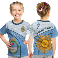 (Custom Personalised) Argentina Football 2022 T Shirt KID Champions Blue Sky May Sun LT13 - Wonder Print Shop