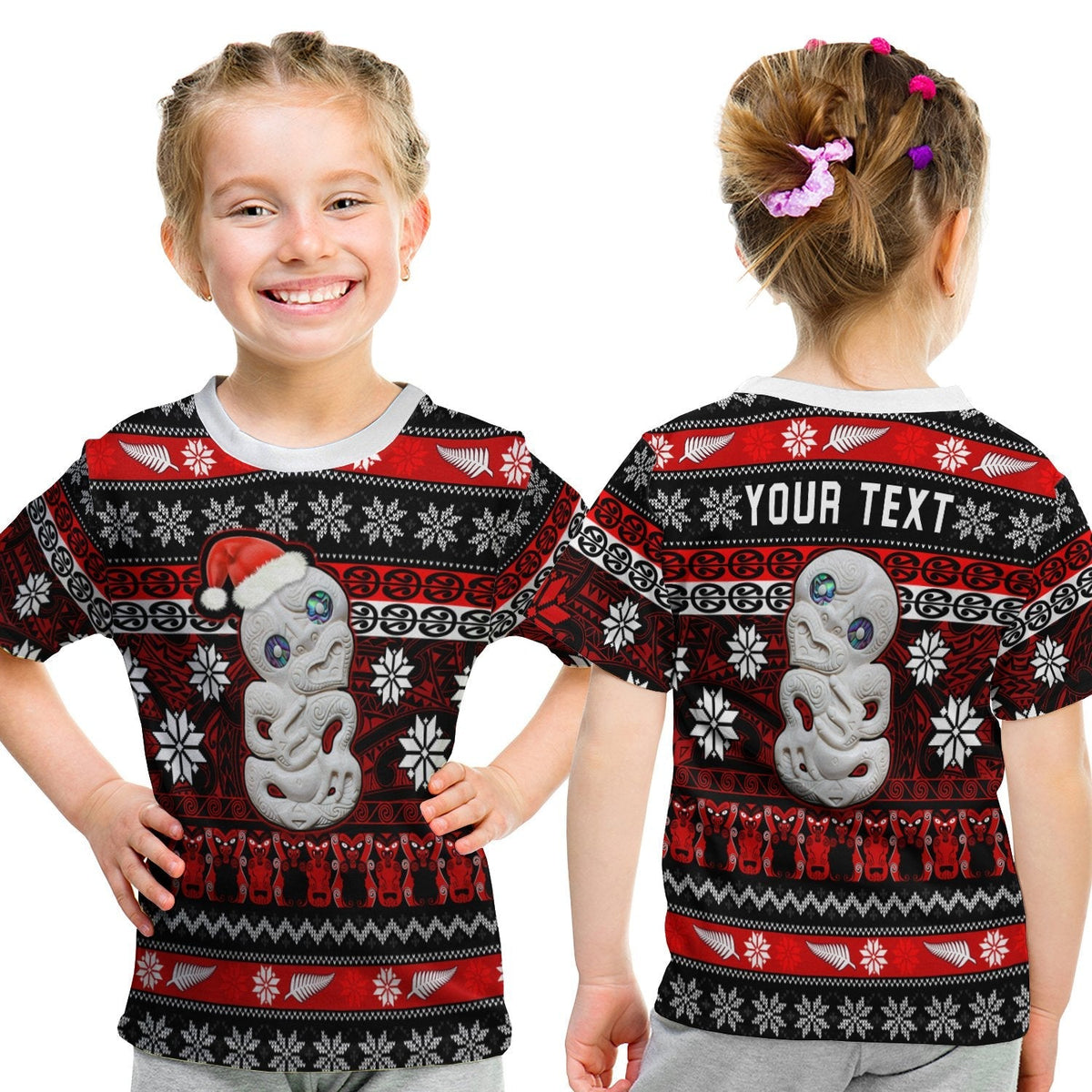 Custom New Zealand Hei Tiki Christmas T Shirt KID Maori Meri Kirihimete LT13 - Wonder Print Shop