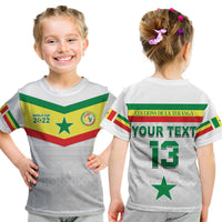 (Custom Text and Number) Senegal Football 2022 T Shirt KID Champion Teranga Lions Mix African Pattern LT13 - Wonder Print Shop