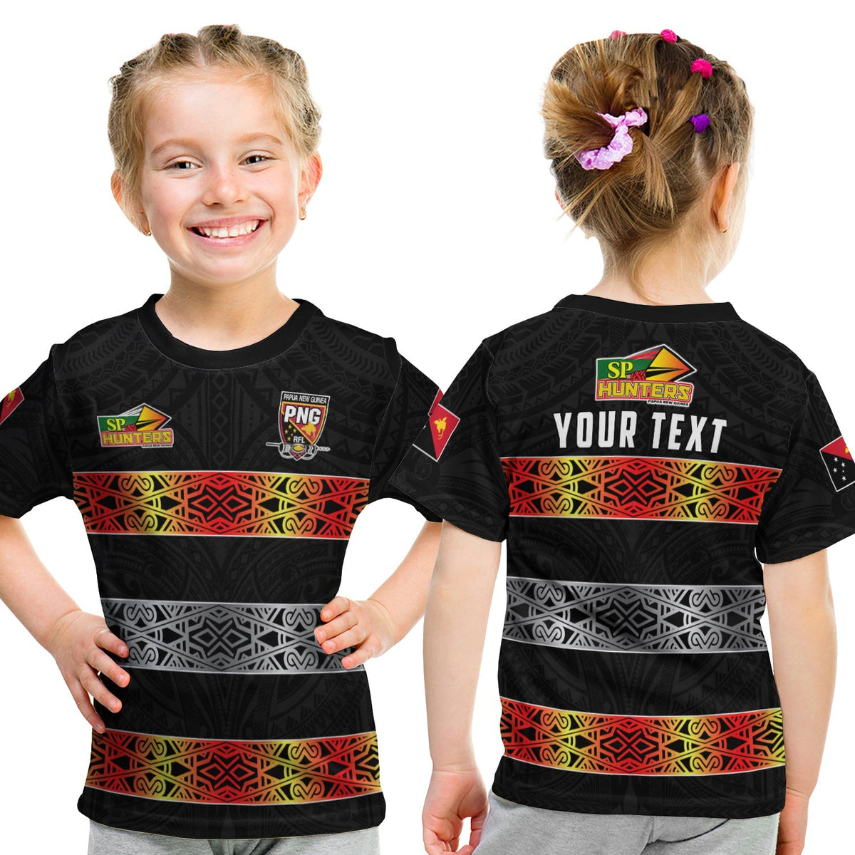 Custom The Hunters PNG T Shirt KID Papua New Guinea Hunters Rugby LT13 - Wonder Print Shop