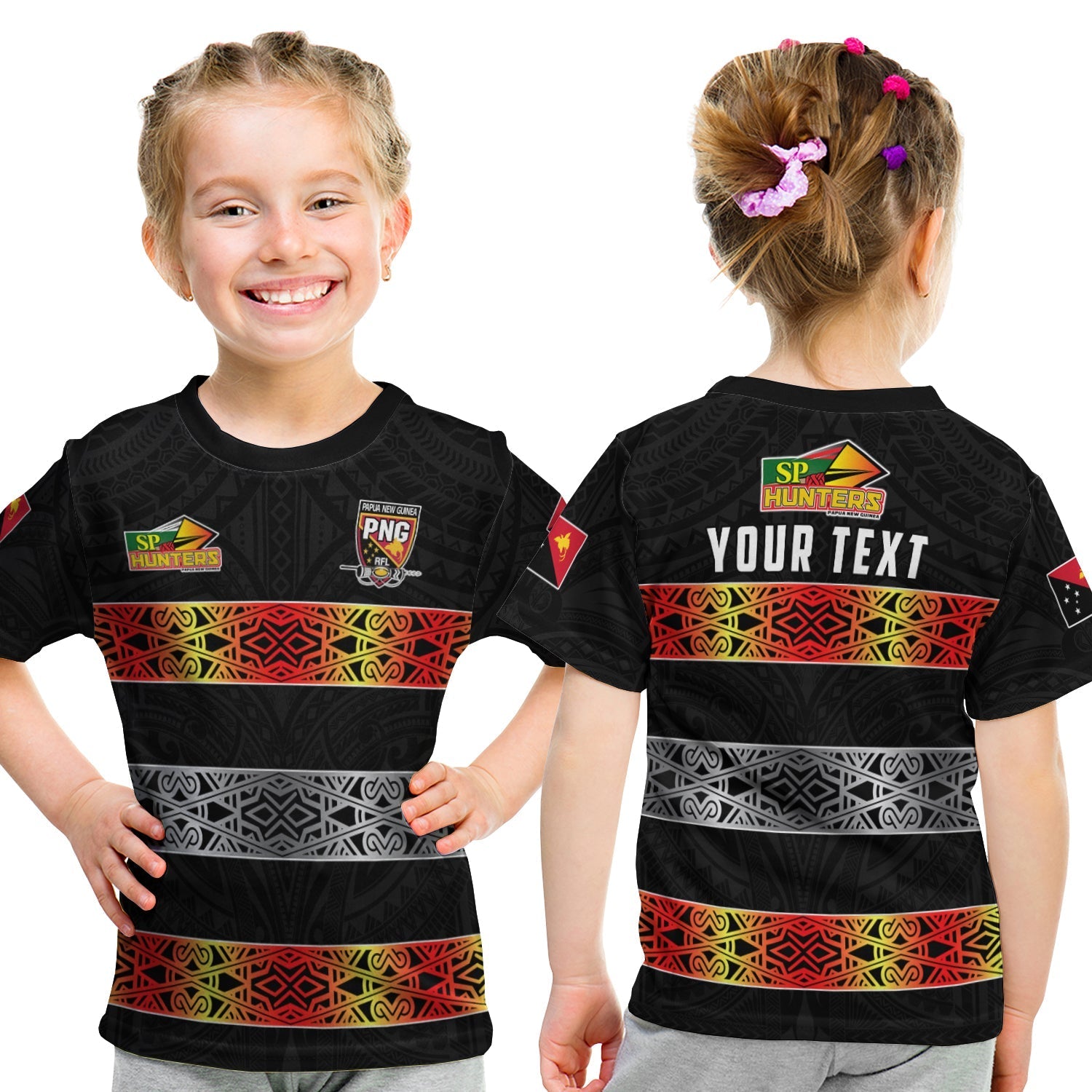 Custom The Hunters PNG T Shirt KID Papua New Guinea Hunters Rugby LT13 - Wonder Print Shop