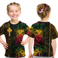 (Custom Personalised) Ethiopia Lion Reggae T Shirt KID Ethiopian Cross LT13 - Wonder Print Shop
