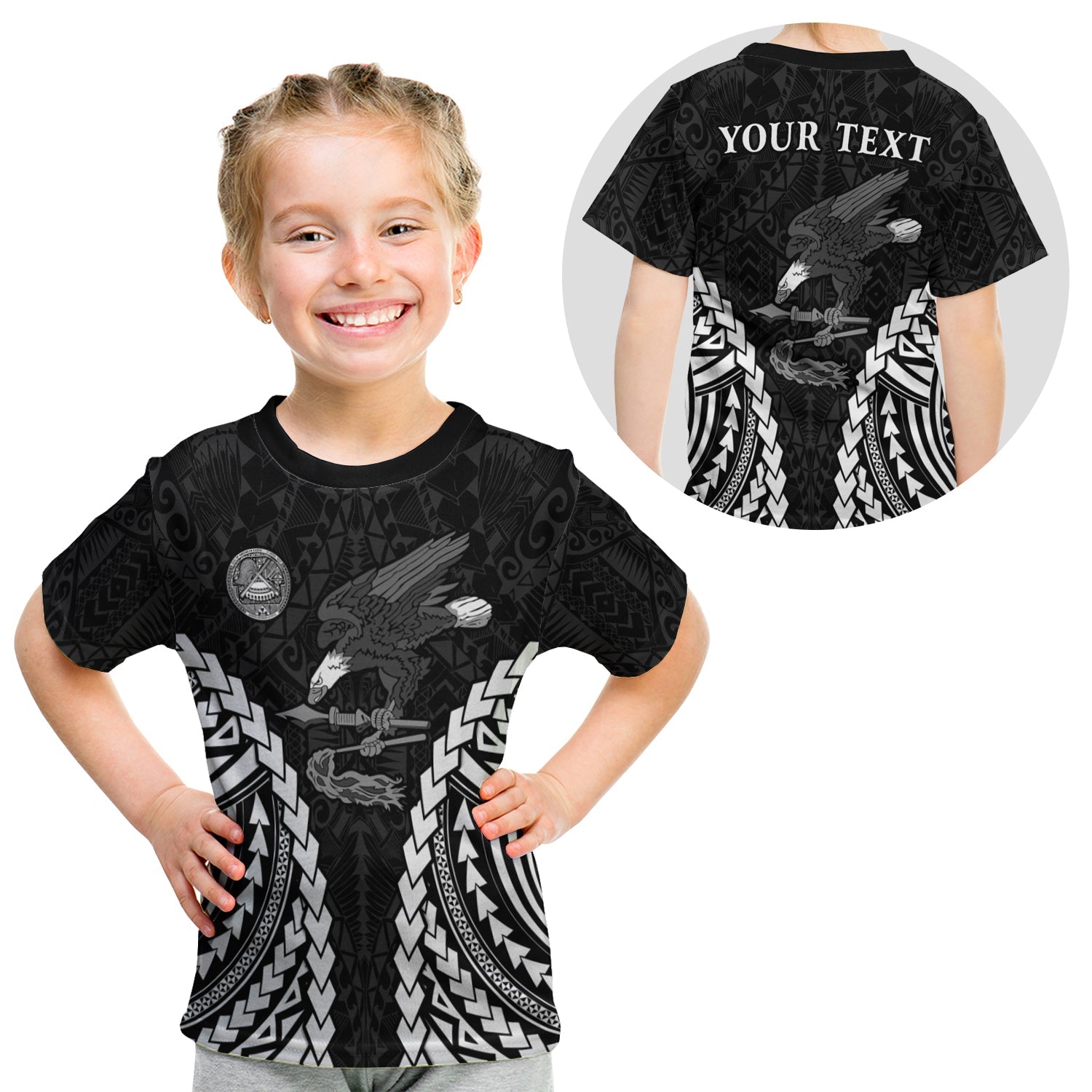Custom American Samoa T Shirt KID Eagle mix Polynesian LT13 - Wonder Print Shop