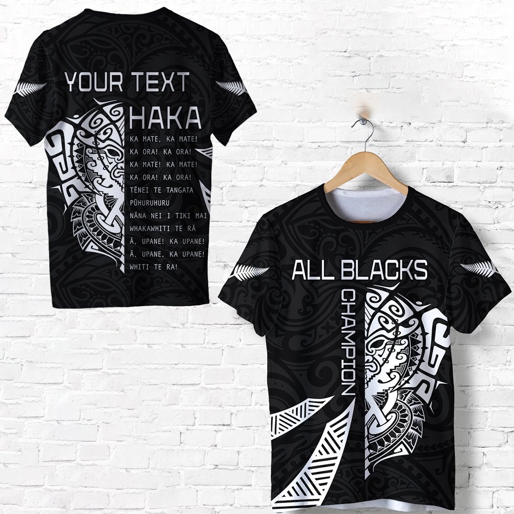 Custom New Zealand Rugby T Shirt Haka All Blacks mix Ta Moko LT13 - Wonder Print Shop