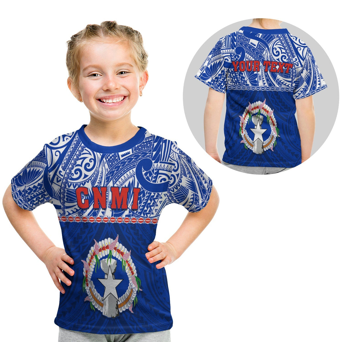 Custom Northern Mariana Islands T Shirt KID Polynesian CNMI Coat of Arms LT13 - Wonder Print Shop