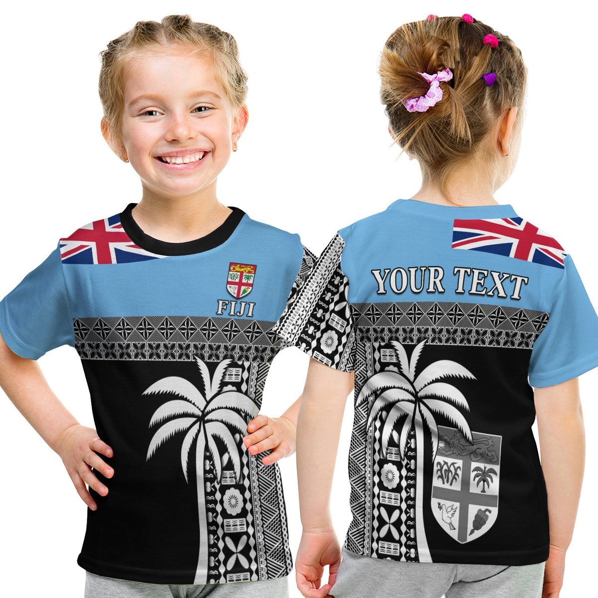 Custom Fiji Tapa Pattern T Shirt KID Coconut Tree LT13 - Wonder Print Shop