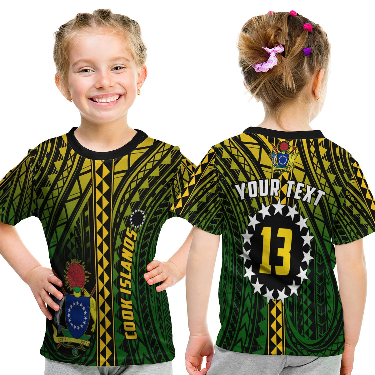 Custom Cook Islands T Shirt KID Polynesian Pattern Stars LT13 - Wonder Print Shop