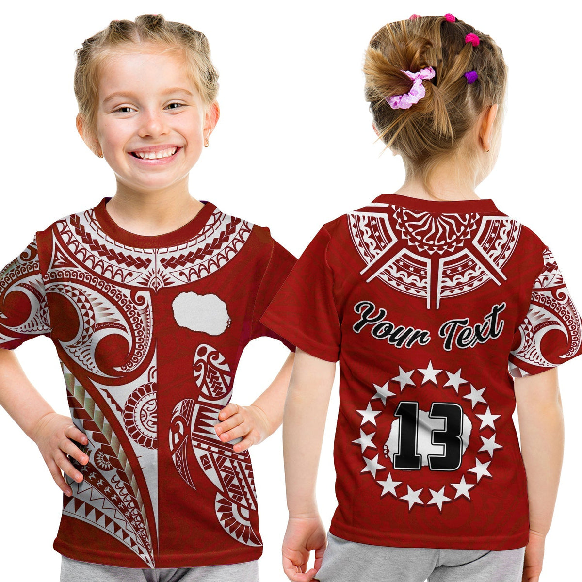 Custom Rarotonga Cook Islands T Shirt Turtle and Map Style Red LT13 - Wonder Print Shop