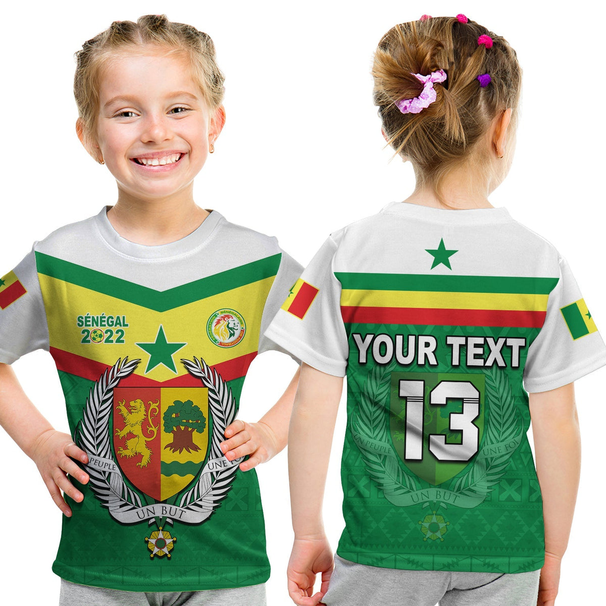 (Custom Text and Number) Senegal 2022 Sporty T Shirt KID Lions of Teranga Proud Football LT13 - Wonder Print Shop