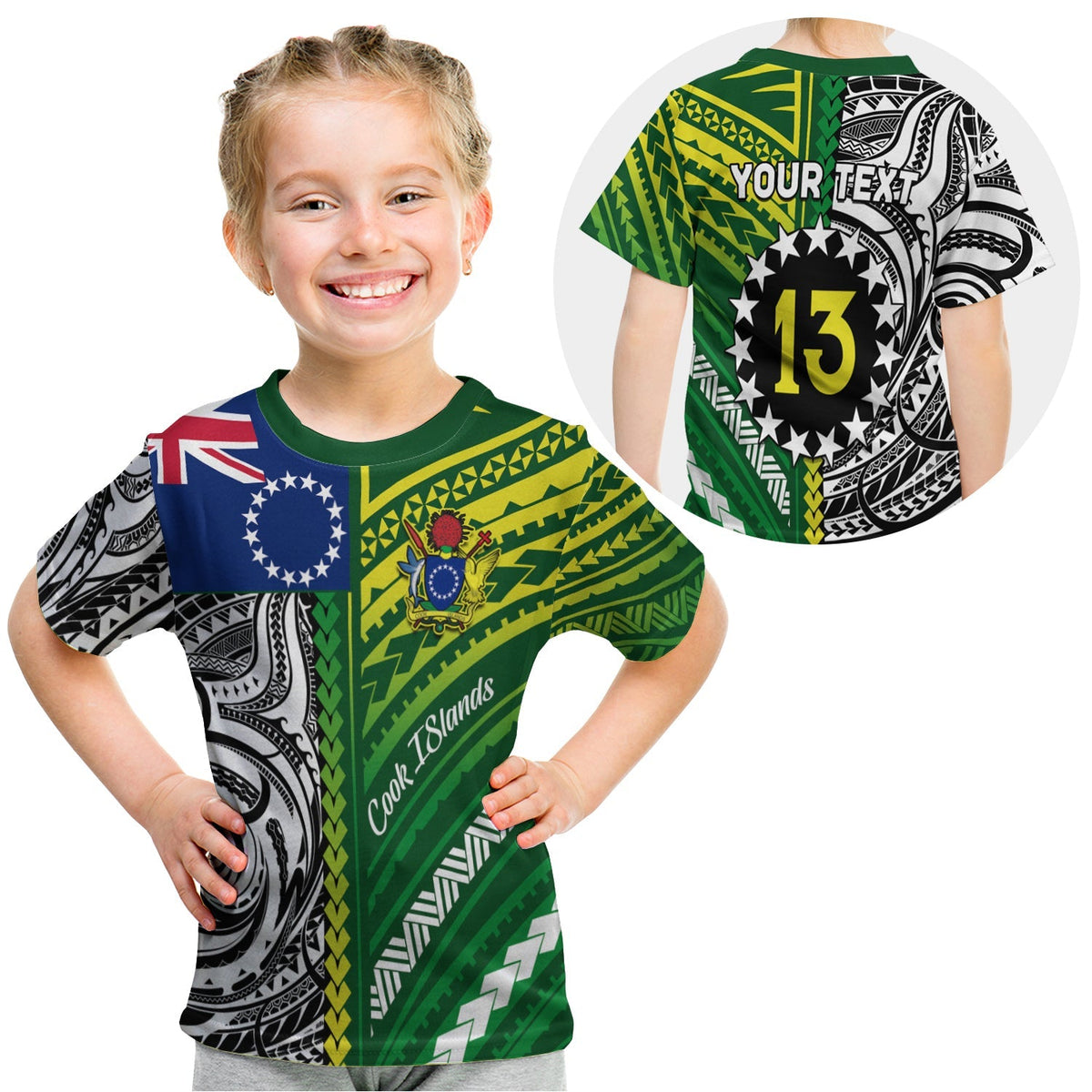 Custom Cook Islands Unique T Shirt KID Polynesia Pattern Custom Text and Number LT13 - Wonder Print Shop