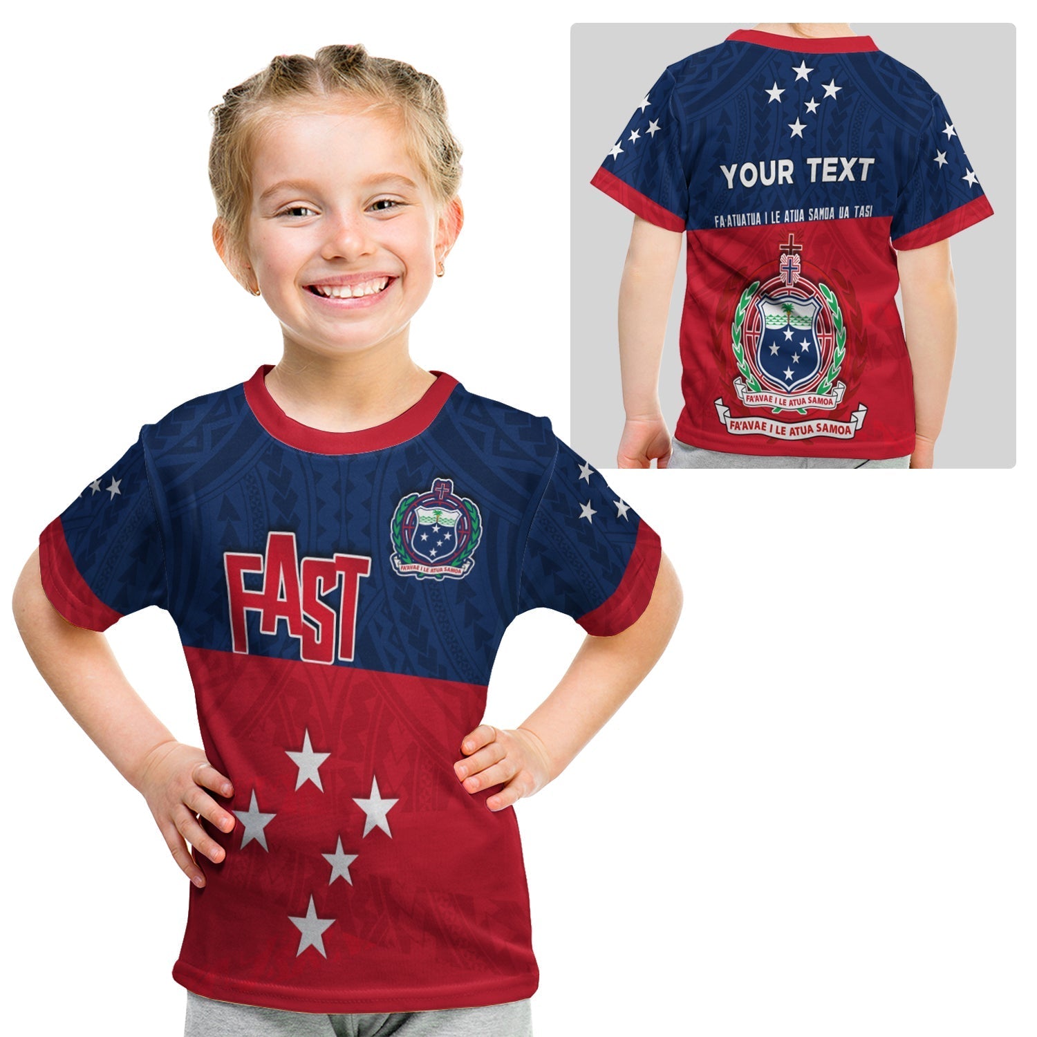 Custom F.A.S.T Samoa T Shirt KID Polynesian Enthusiasm LT13 - Wonder Print Shop