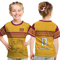(Custom Text and Number) Sri Lanka T Shirt KID Traditional Pattern and Lion Flag LT13 - Wonder Print Shop