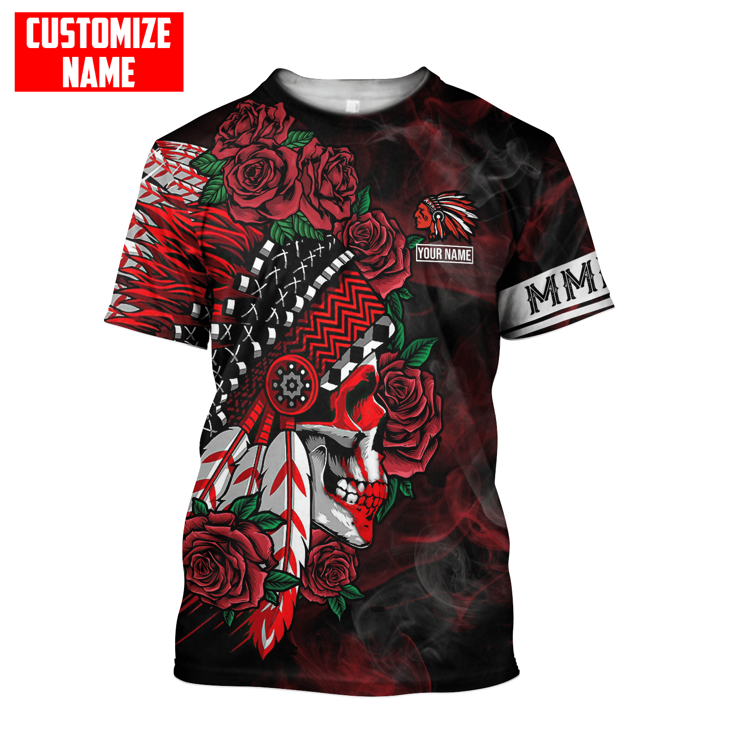 Customized name Native American Chief Skull MMIW Red Hand Shirt T Shirt - Wonder Print Shop