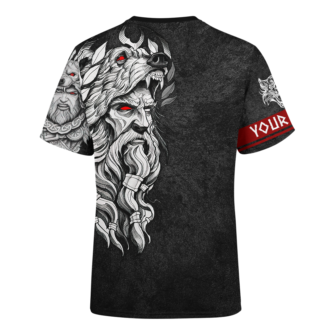 Custom Viking Clothing Viking Odin And Wolf Norse Mythology T Shirt RLT12 - Wonder Print Shop