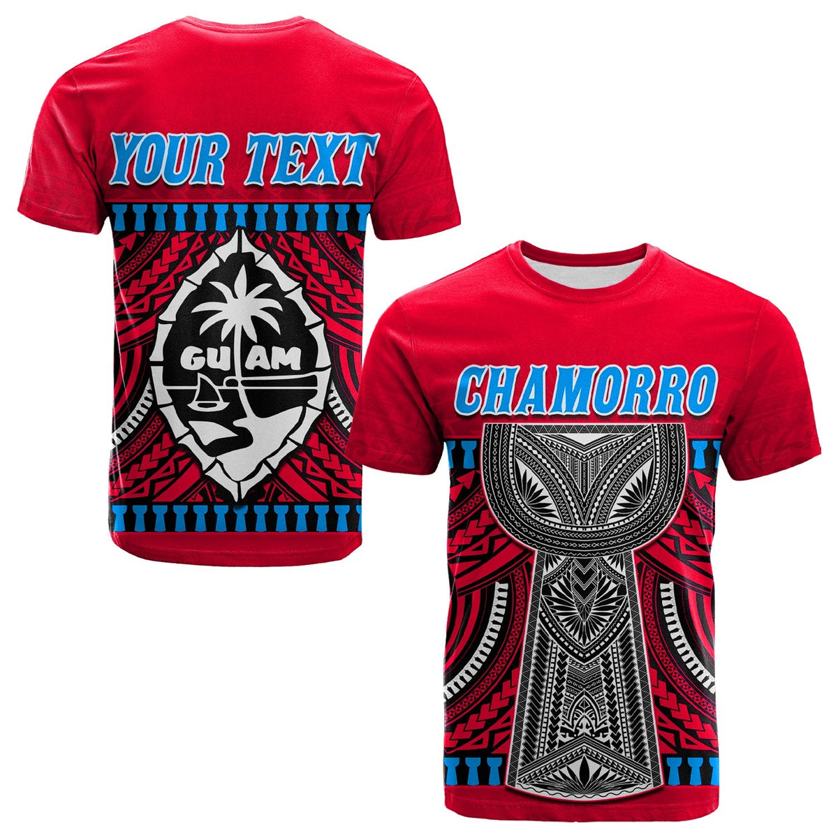 Custom Guam Chamorro T Shirt Latte Stone Red Polynesian Haligi LT13 - Wonder Print Shop