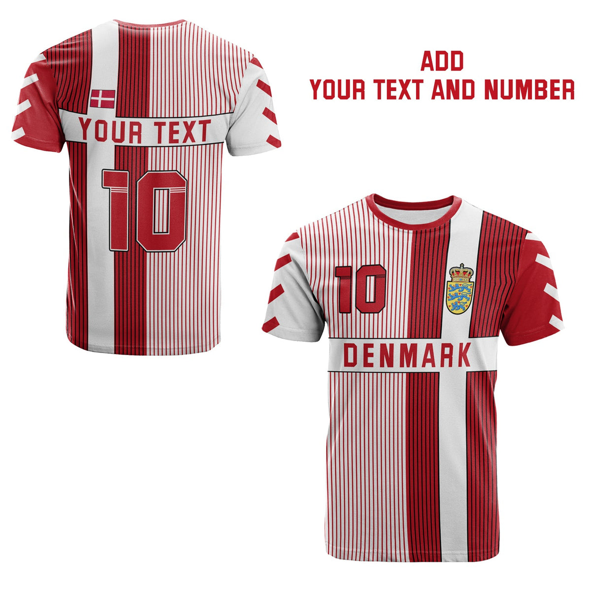 Custom Denmark Football T Shirt Come On Denmark Custom Text And Number LT13 - Wonder Print Shop