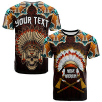 Custom The First Americans T Shirt Indian Headdress With Skull LT13 - Wonder Print Shop