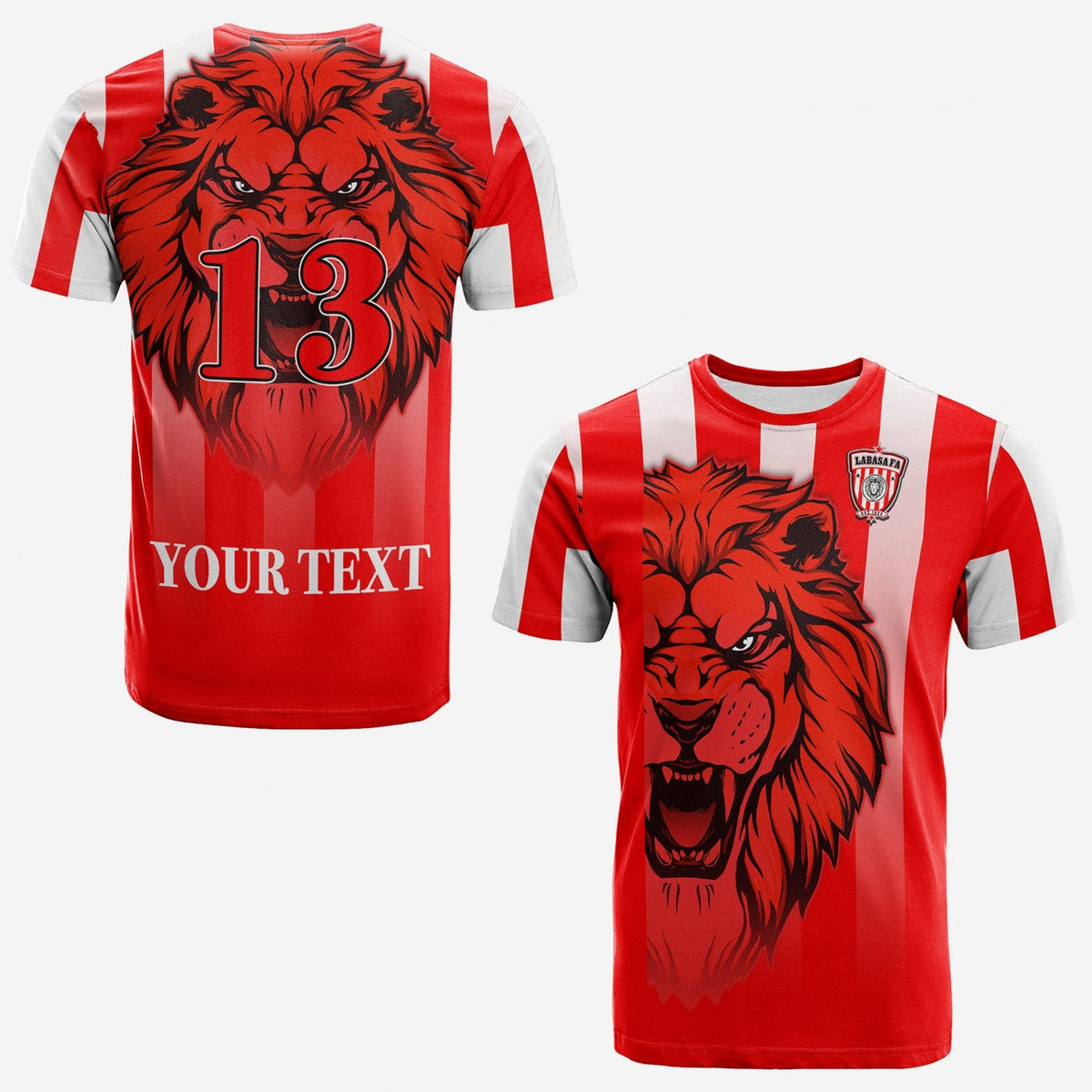 Custom Labasa Football T Shirt Strong Lion of Fiji Custom Text and Number LT13 - Wonder Print Shop
