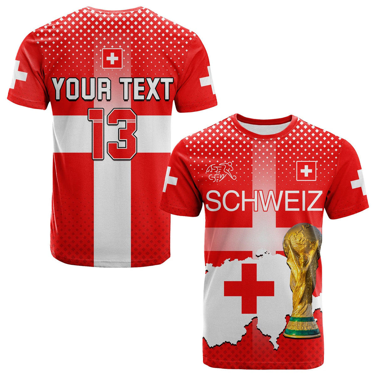 Custom Switzerland Football T Shirt Schweizer Pati Champion 2022 World Cup LT13 - Wonder Print Shop