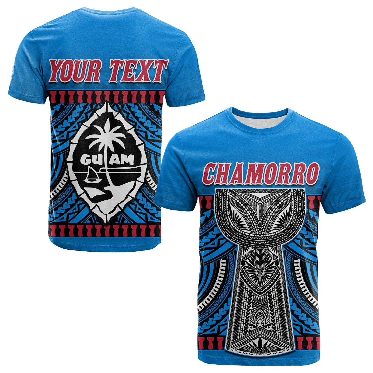 Custom Guam Chamorro T Shirt Latte Stone Blue Polynesian Haligi LT13 - Wonder Print Shop