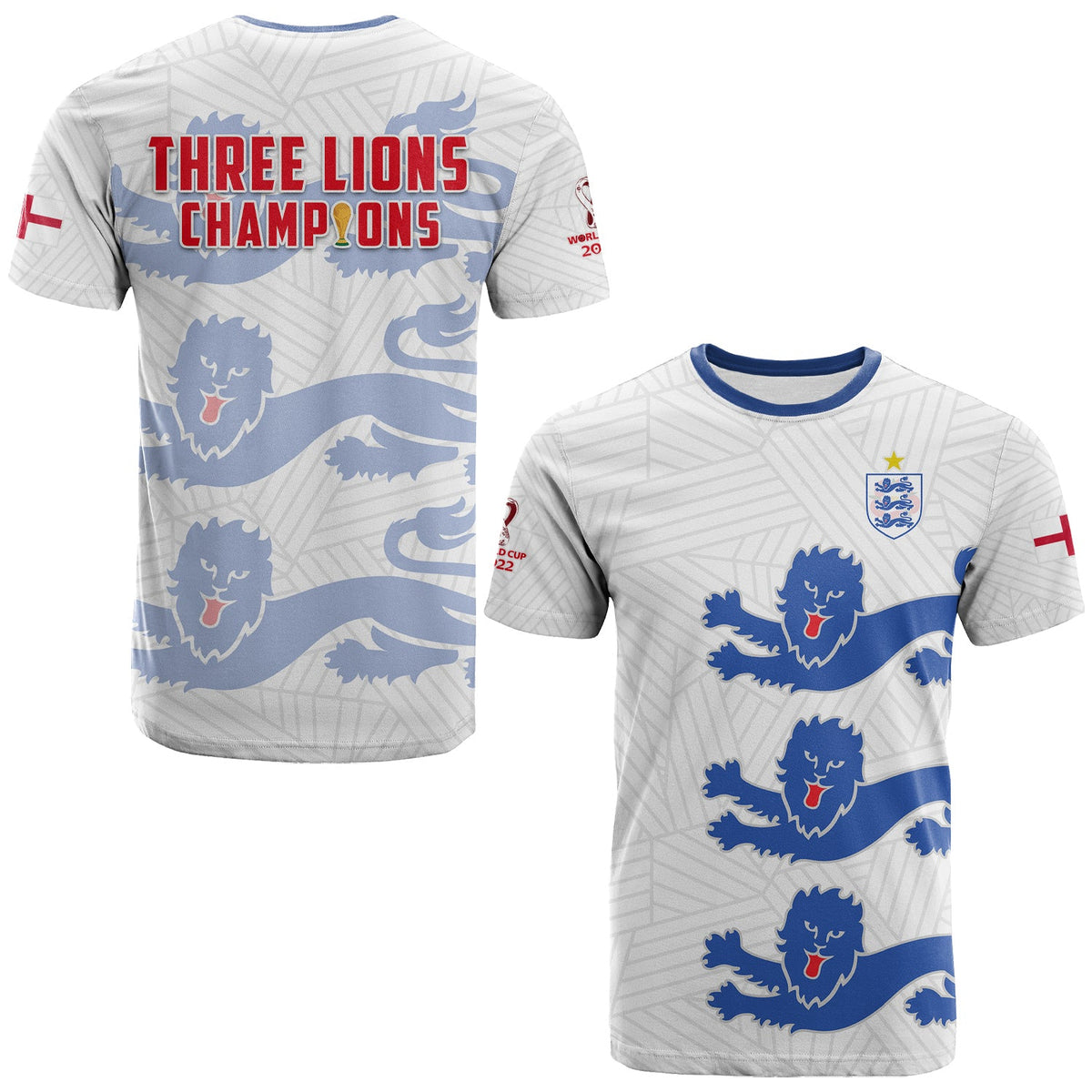 Custom England Football T Shirt Come On Three Lions Soccer Champions World Cup Ver.02 LT13 - Wonder Print Shop