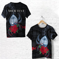 Custom Guam T Shirt Polynesian Flowers Version Black LT13 - Wonder Print Shop