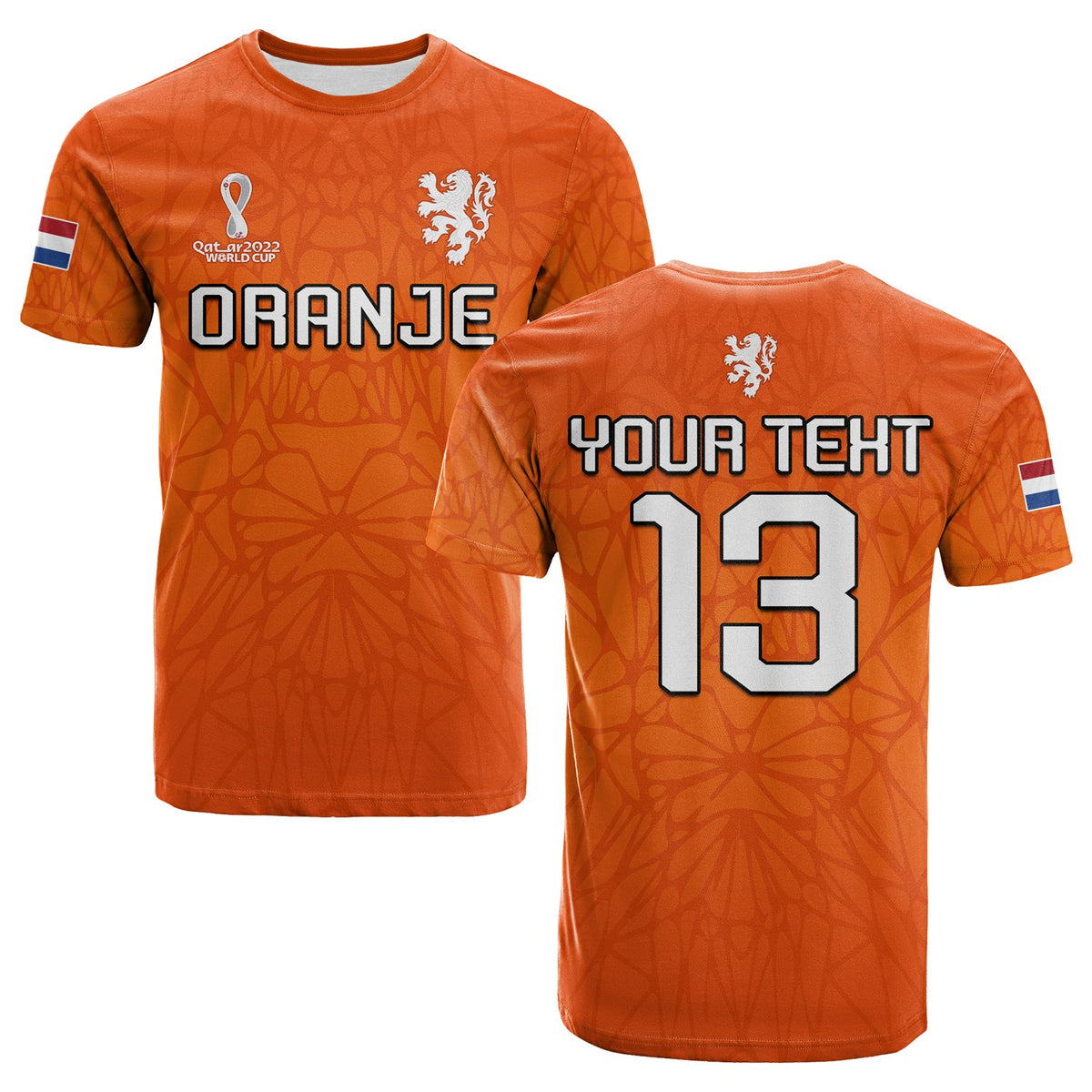 Custom Football T Shirt 2022 Soccer World Cup Oranje Champions LT13 - Wonder Print Shop
