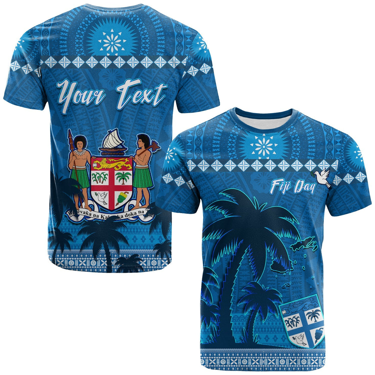 Custom Bula Fiji Day T Shirt Fijian Tapa with Palm Tree 52nd Anniversary LT13 - Wonder Print Shop